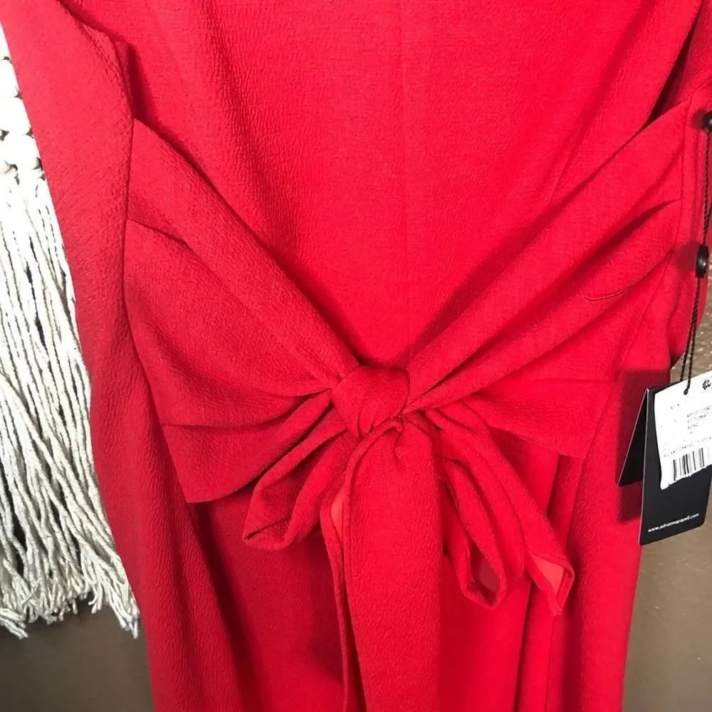 Adrianna Papell Plus Red Rio Knit Tie Sheath Dress
